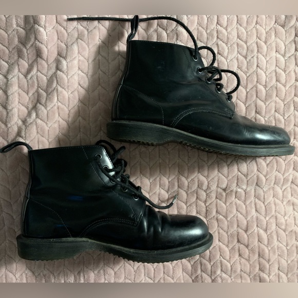 Dr Martens Black LEATHER Emmeline BOOTS Combat Ladies size 6 US / 37 EU Lace-up - Picture 3 of 11